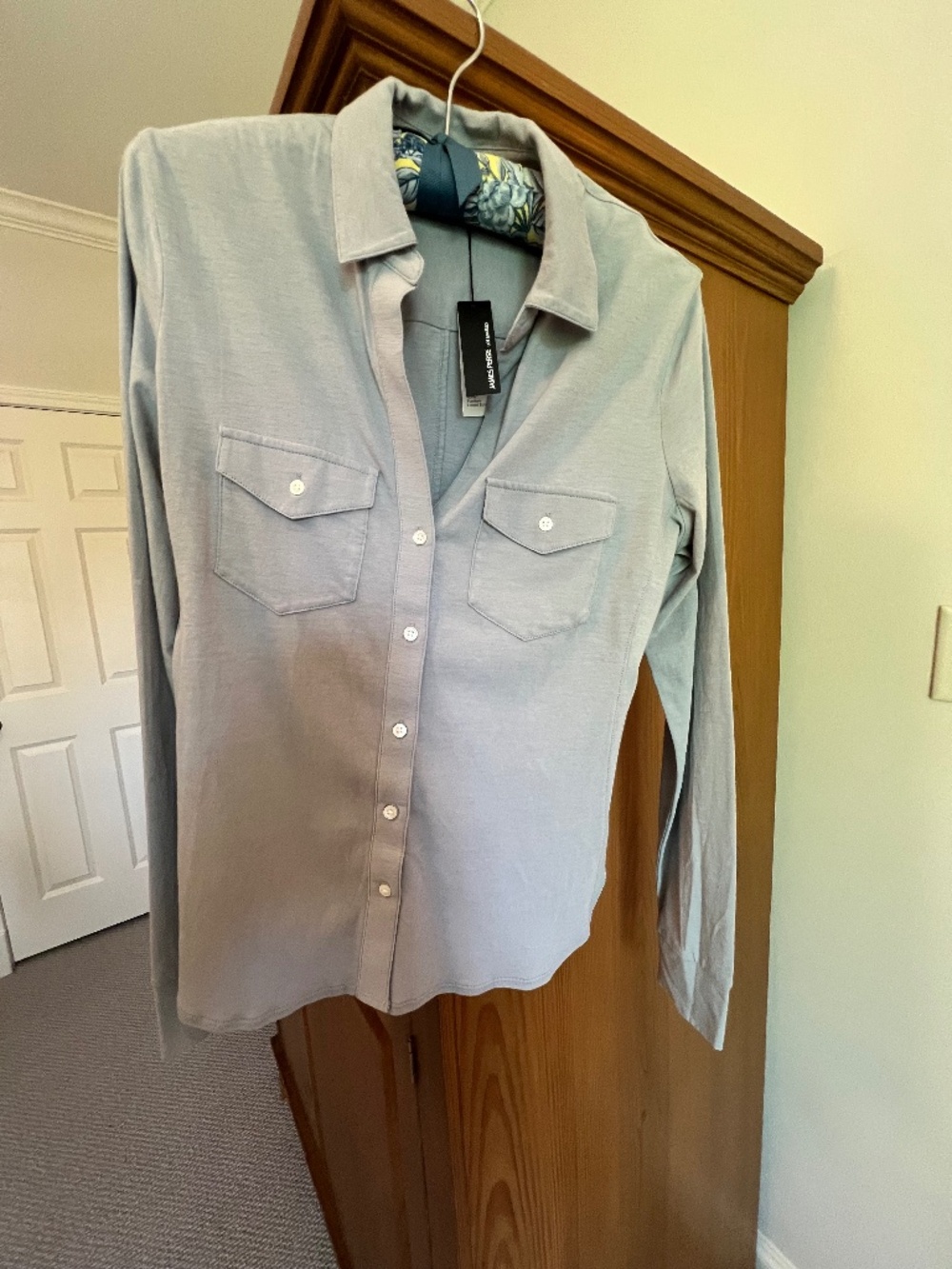 James Perse Gray Cotton Button Shirt, Size James Perse 2, NWT